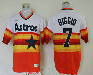 Houston Astros #7 Craig Biggio Orange Rainbow Cooperstown Stitched Cool Base Jersey
