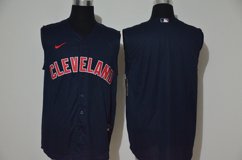Cleveland Indians Team Navy Blue 2020 Cool and Refreshing Sleeveless Fan Stitched Jersey