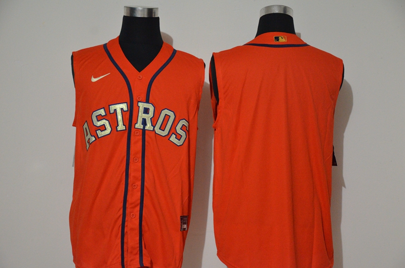 Houston Astros Team Orange Gold 2020 Cool and Refreshing Sleeveless Fan Stitched Jersey