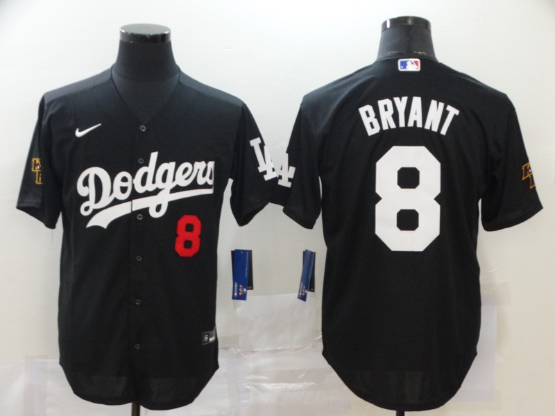 Los Angeles Dodgers #8 Kobe Bryant Black With KB Patch Stitched Cool Base Jersey