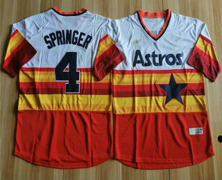 Houston Astros #4 George Springer Orange Rainbow Cooperstown Stitched Cool Base Jersey