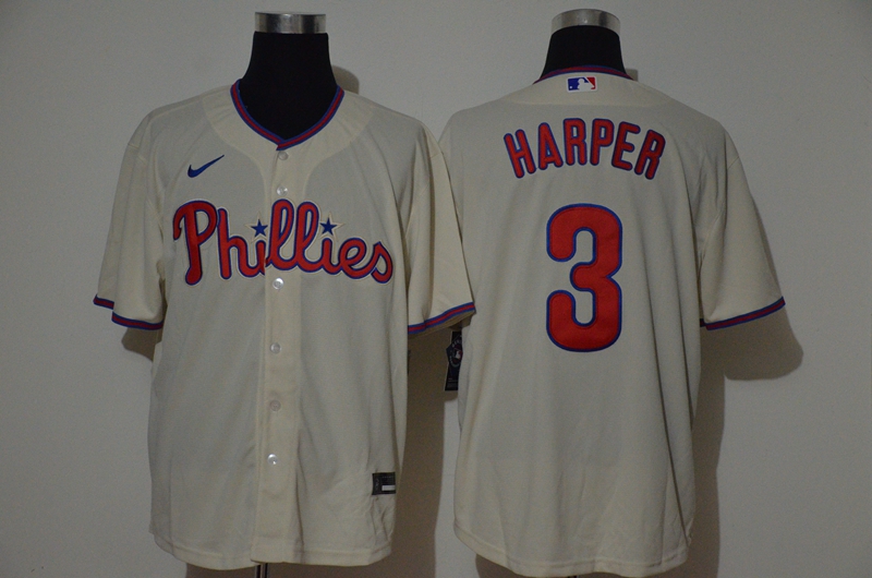 Philadelphia Phillies #3 Bryce Harper Cream Stitched Cool Base Jersey