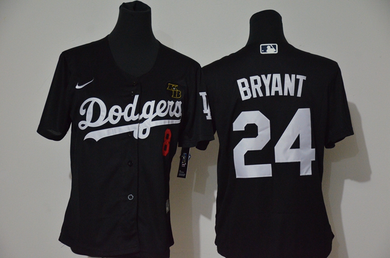 Youth Los Angeles Dodgers #24 Kobe Bryant Black KB Patch Stitched Cool Base Jersey