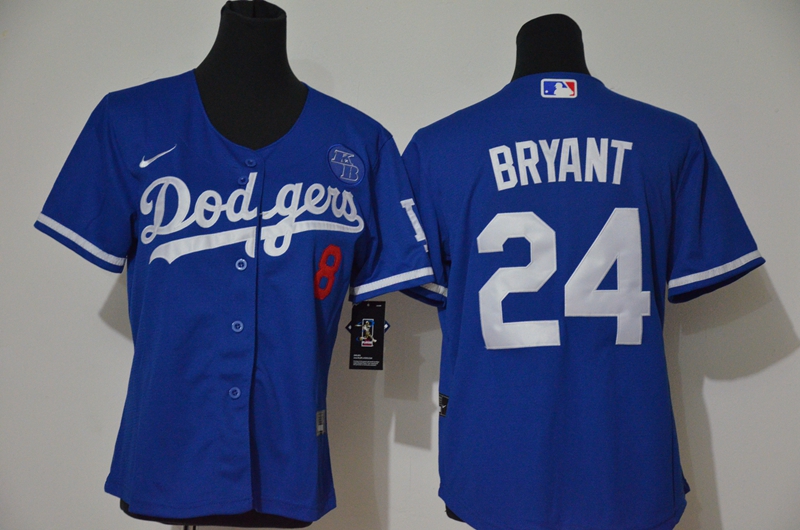 Youth Los Angeles Dodgers #24 Kobe Bryant Blue KB Patch Stitched Cool Base Jersey