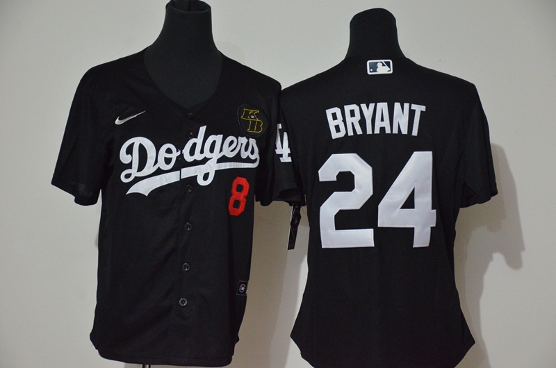 Women's Los Angeles Dodgers #24 Kobe Bryant Black KB Patch Stitched Cool Base Jersey Women's Los Angeles Dodgers #24 Kobe Bryant Black KB Patch Stitched Cool Base Jersey
