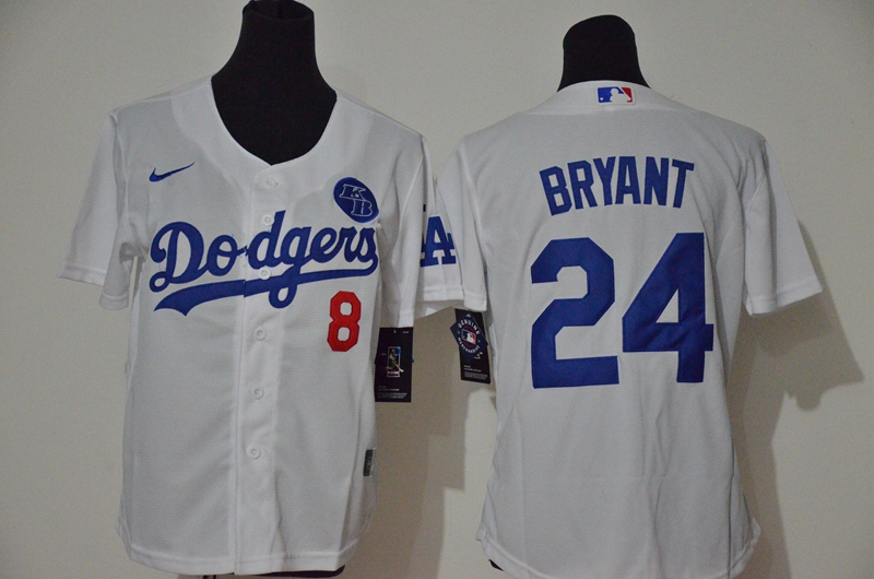 Women's Los Angeles Dodgers #24 Kobe Bryant White KB Patch Stitched Cool Base Jersey Women's Los Angeles Dodgers #24 Kobe Bryant White KB Patch Stitched Cool Base Jersey