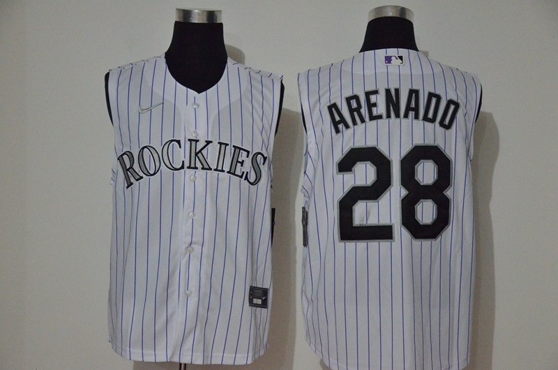Colorado Rockies #28 Nolan Arenado White 2020 Cool and Refreshing Sleeveless Fan Stitched Jersey