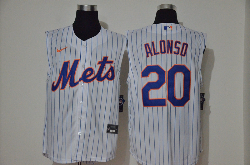 New York Mets #20 Pete Alonso White 2020 Cool and Refreshing Sleeveless Fan Stitched Jersey New York Mets #20 Pete Alonso White 2020 Cool and Refreshing Sleeveless Fan Stitched Jersey