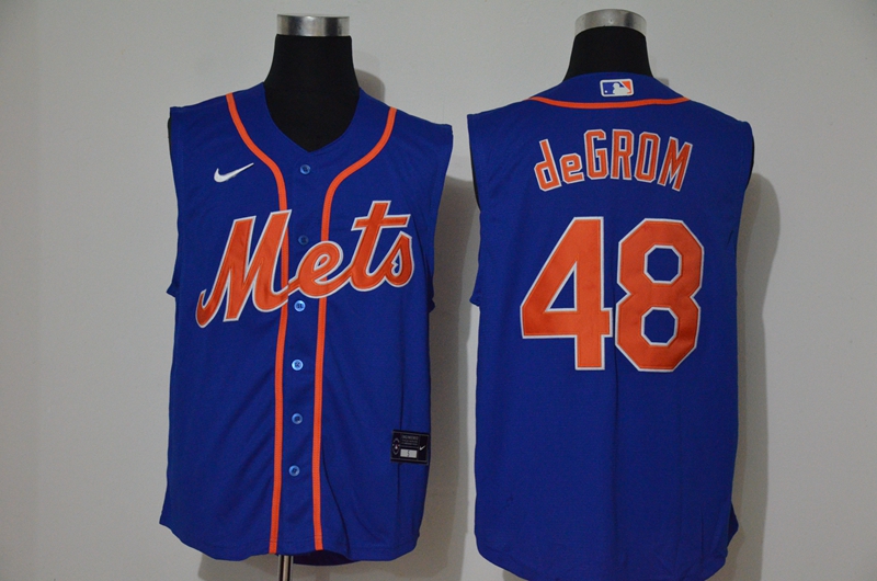 New York Mets #48 Jacob deGrom Blue 2020 Cool and Refreshing Sleeveless Fan Stitched Jersey