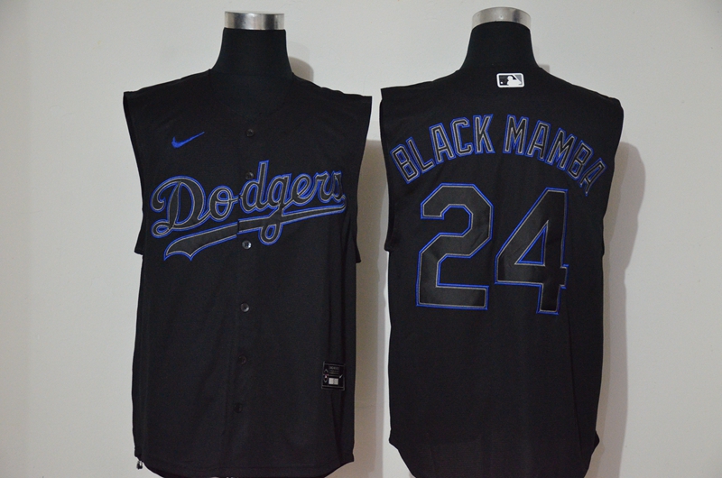 Los Angeles Dodgers #24 Kobe Bryant Black Mamba Lights Out Black Fashion 2020 Cool and Refreshing Sleeveless Fan Stitched Jersey