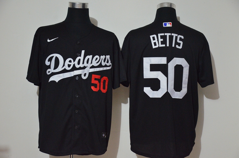 Los Angeles Dodgers #50 Mookie Betts Black Stitched Cool Base Jersey