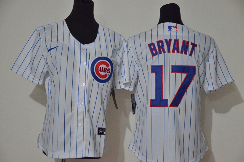 Women's Chicago Cubs #17 Kris Bryant White Stitched Cool Base Jersey Women's Chicago Cubs #17 Kris Bryant White Stitched Cool Base Jersey