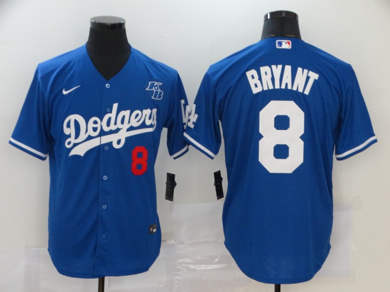 Los Angeles Dodgers #8 Kobe Bryant Blue KB Patch Stitched Cool Base Jersey