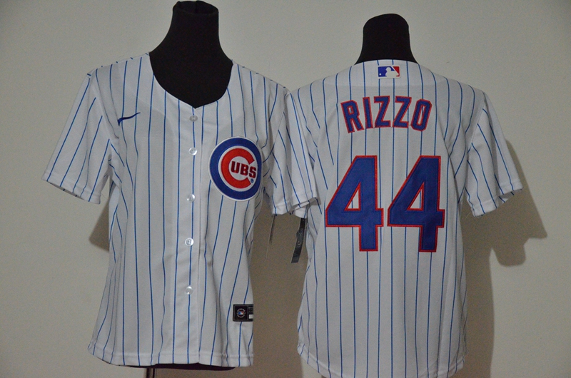Women's Chicago Cubs #44 Anthony Rizzo White Stitched Cool Base Jersey