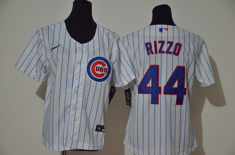Youth Chicago Cubs #44 Anthony Rizzo White Stitched Cool Base Jersey