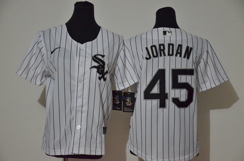 Youth Chicago White Sox #45 Michael Jordan White Stitched Cool Base Jersey