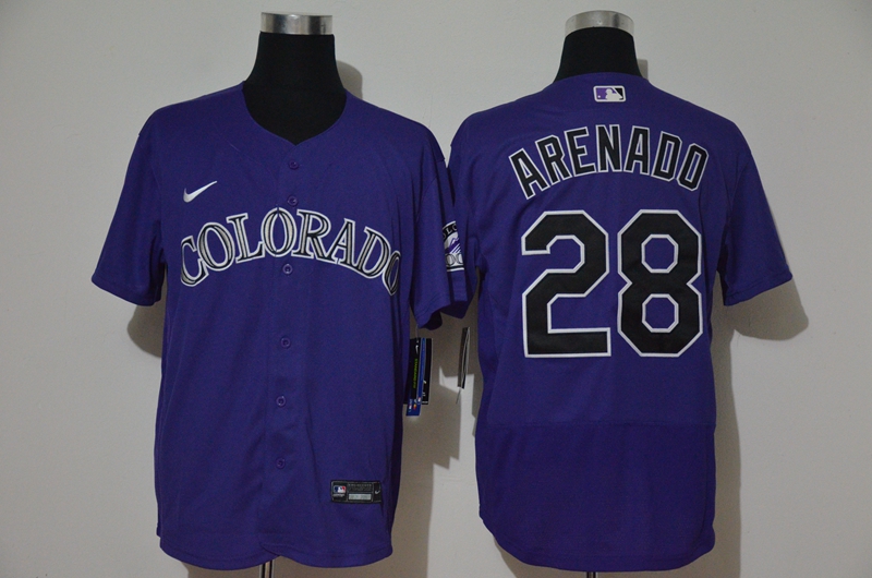 Colorado Rockies #28 Nolan Arenado Purple Stitched Flex Base Jersey