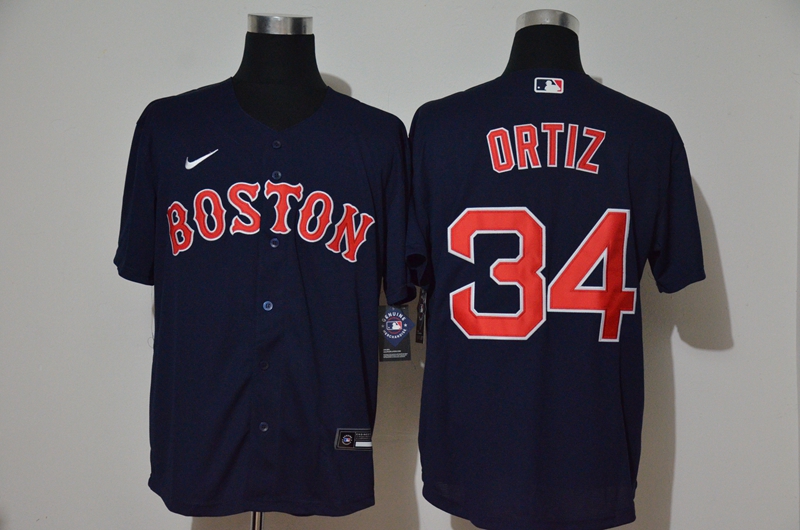 Boston Red Sox #34 David Ortiz Navy Blue Stitched Cool Base Jersey