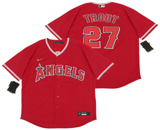 Los Angeles Angels #27 Mike Trout Red Stitched Cool Base Jersey Los Angeles Angels #27 Mike Trout Red Stitched Cool Base Jersey