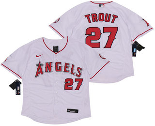 Los Angeles Angels #27 Mike Trout White Stitched Flex Base Jersey Los Angeles Angels #27 Mike Trout White Stitched Flex Base Jersey