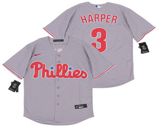 Philadelphia Phillies #3 Bryce Harper Gray Stitched Cool Base Jersey
