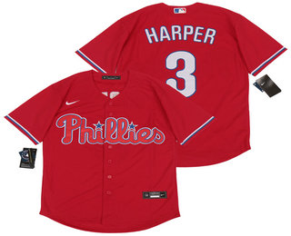 Philadelphia Phillies #3 Bryce Harper Red Stitched Cool Base Jersey