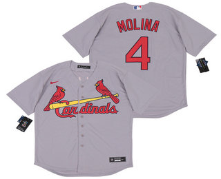 St. Louis Cardinals #4 Yadier Molina Gray Stitched Cool Base Jersey St. Louis Cardinals #4 Yadier Molina Gray Stitched Cool Base Jersey