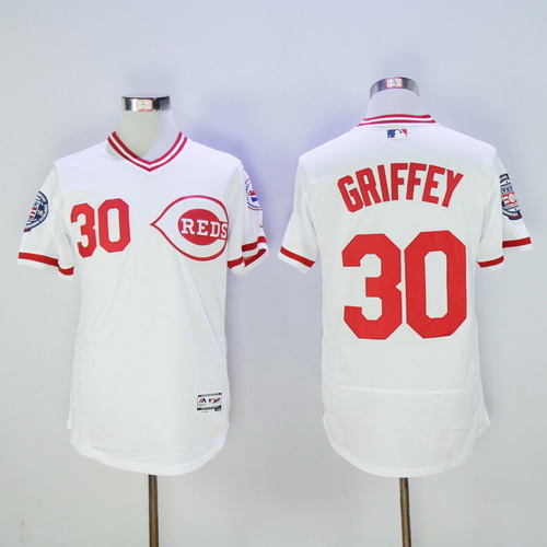 Size 5XL Cincinnati Reds #30 Ken Griffey Jr Retired White Pullover 2016 Flexbase Majestic Baseball Jersey Size 5XL Cincinnati Reds #30 Ken Griffey Jr Retired White Pullover 2016 Flexbase Majestic Baseball Jersey