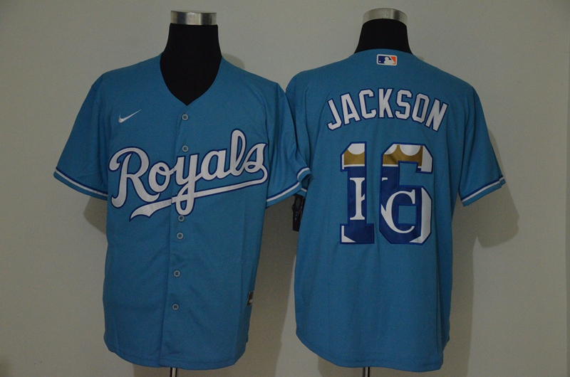 Kansas City Royals #16 Bo Jackson Light Blue Team Logo Stitched Cool Base Jersey