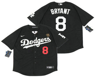 Los Angeles Dodgers #8 Kobe Bryant Black With KB Patch Stitched Cool Base Jersey