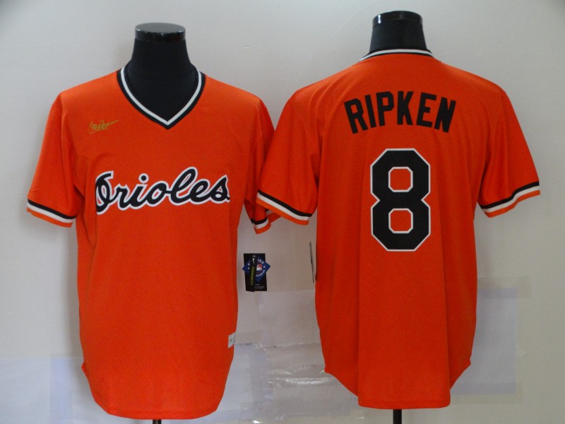 Baltimore Orioles #8 Cal Ripken Jr. Orange Pullover Cooperstown Collection Stitched Jersey