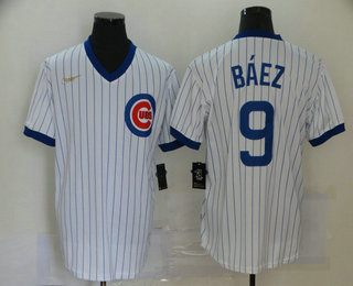 Chicago Cubs #9 Javier Baez White Pullover Cooperstown Collection Stitched Jersey
