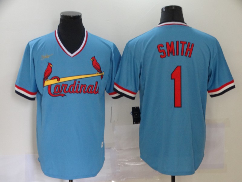 St. Louis Cardinals #1 Ozzie Smith Light Blue Pullover Cooperstown Collection Stitched Jersey St. Louis Cardinals #1 Ozzie Smith Light Blue Pullover Cooperstown Collection Stitched Jersey