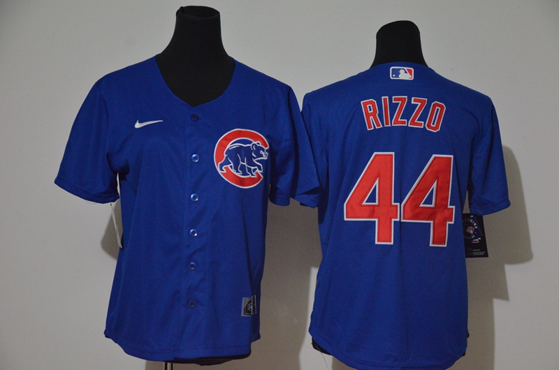 Youth Chicago Cubs #44 Anthony Rizzo Blue Stitched Cool Base Jersey