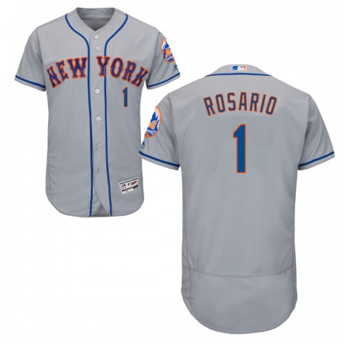 New York Mets #1 Amed Rosario Authentic Majestic Flex Base Road Collection Gray Jersey New York Mets #1 Amed Rosario Authentic Majestic Flex Base Road Collection Gray Jersey