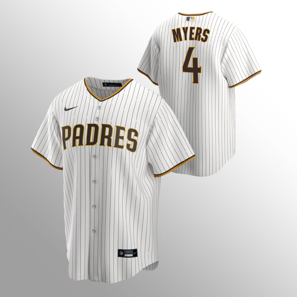 San Diego Padres #4 Wil Myers White Brown Replica Home Jersey