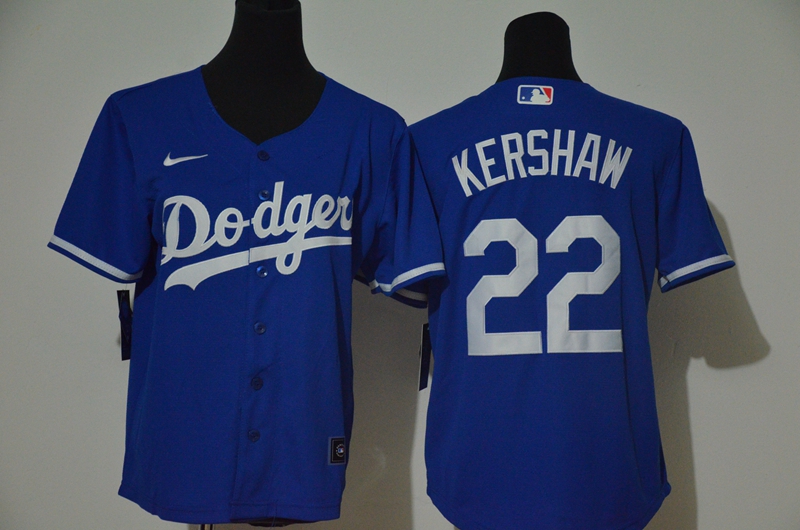 Youth Los Angeles Dodgers #22 Clayton Kershaw Blue Stitched Cool Base Jersey