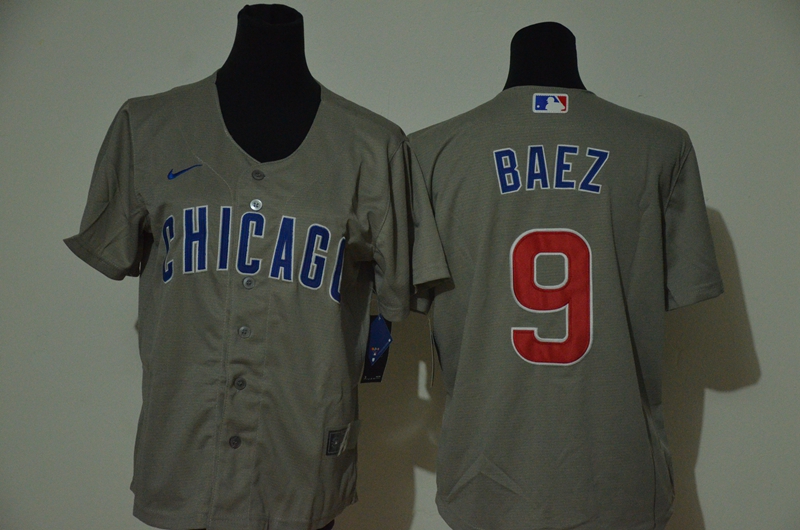 Youth Chicago Cubs #9 Javier Baez Gray Stitched Cool Base Jersey