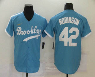 Los Angeles Dodgers #42 Jackie Robinson Light Blue Stitched Cool Base Cooperstown Collection Jersey