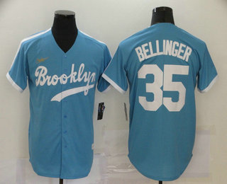 Los Angeles Dodgers #35 Cody Bellinger Light Blue Stitched Cool Base Cooperstown Collection Jersey