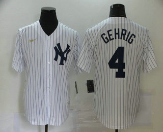 New York Yankees #4 Lou Gehrig White Throwback Stitched Cool Base Jersey New York Yankees #4 Lou Gehrig White Throwback Stitched Cool Base Jersey