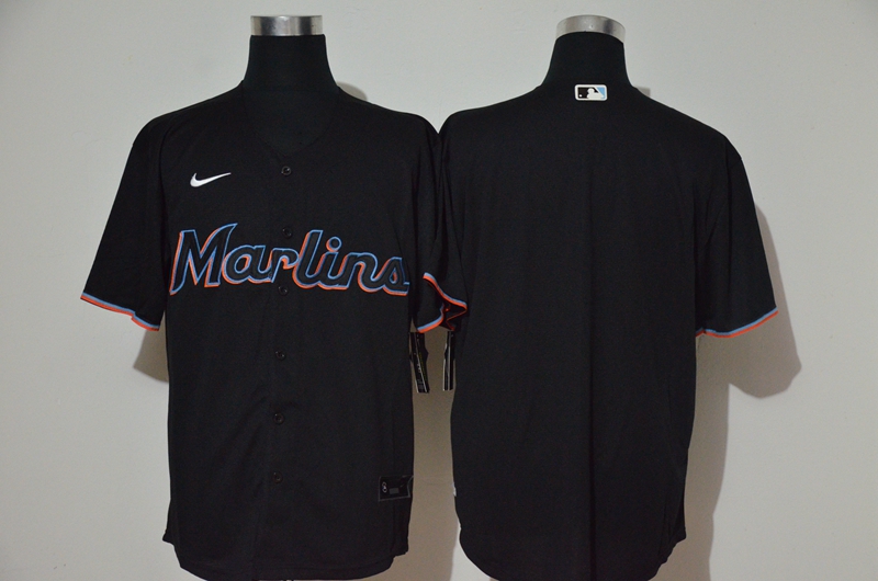 Miami Marlins Team Black Stitched Cool Base Jersey