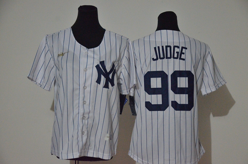 Youth New York Yankees #99 Judge  White Throwback Stitched Cool Base Jersey