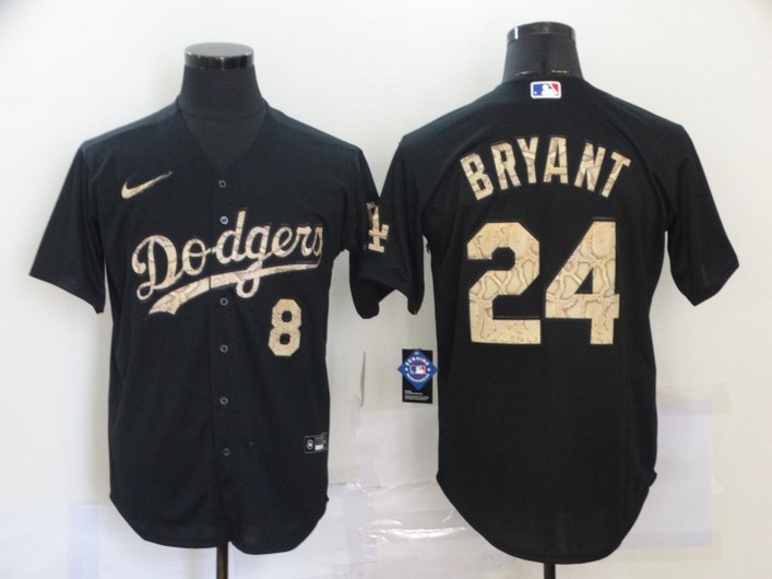 Los Angeles Dodgers #8 #24 Kobe Bryant Black Fashion Stitched Cool Base Jersey Los Angeles Dodgers #8 #24 Kobe Bryant Black Fashion Stitched Cool Base Jersey