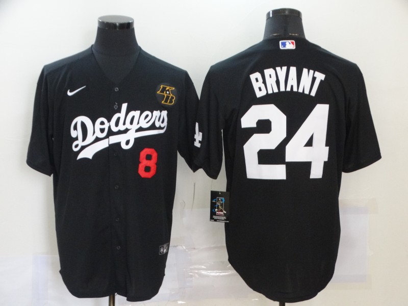 Los Angeles Dodgers #8 #24 Kobe Bryant Black KB Patch Stitched Cool Base Jersey Los Angeles Dodgers #8 #24 Kobe Bryant Black KB Patch Stitched Cool Base Jersey