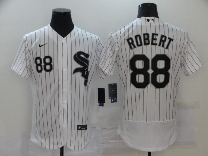 Chicago White Sox #88 Luis Robert White Pinstripe Stitched Flex Base Jersey