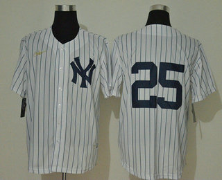 New York Yankees #25 Gleyber Torres No Name White Throwback Stitched Cool Base Jersey