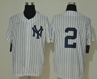New York Yankees #2 Derek Jeter No Name White Throwback Stitched Cool Base Jersey