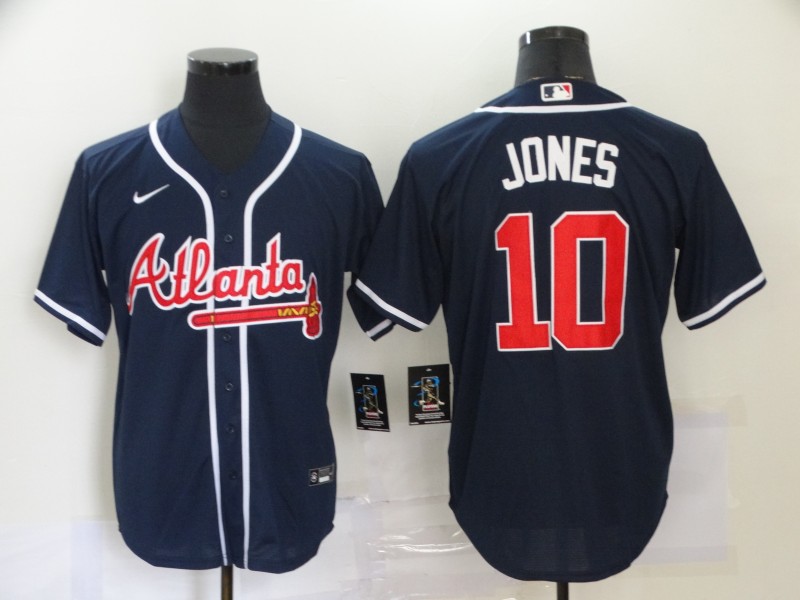 Atlanta Braves #10 Chipper Jones Navy Blue Stitched Cool Base Jersey