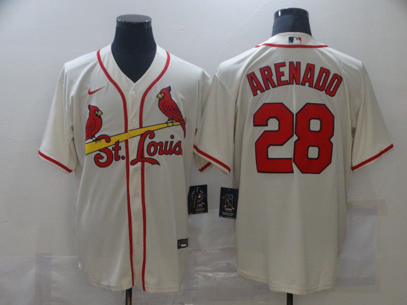 St. Louis Cardinals #28 Nolan Arenado Cream Stitched Cool Base Jersey